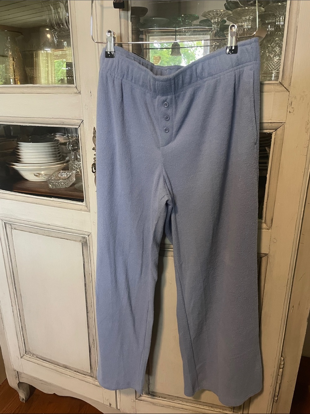 Cozy Light Blue Fleece Lounge Joggers for Women